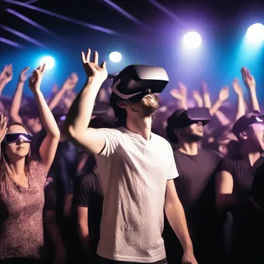 In a dystopian future, concert-goers have to wear virtual reality headsets to attend concerts from the comfort of their own homes.