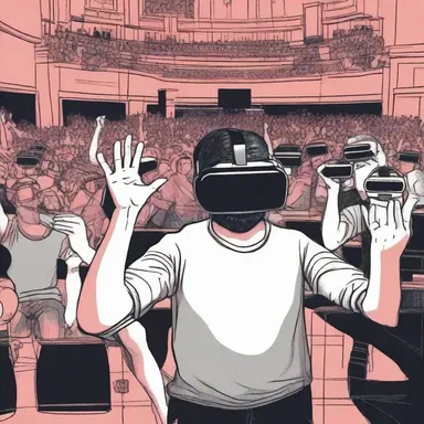 In a dystopian future, concert-goers have to wear virtual reality headsets to attend concerts from the comfort of their own homes.