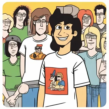 In the animated series, the concert-goer character was always seen wearing band t-shirts and discussing their favorite artists.