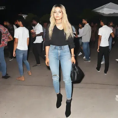The concert-goer arrived at the venue wearing a trendy outfit, showcasing their unique style while enjoying the live music.