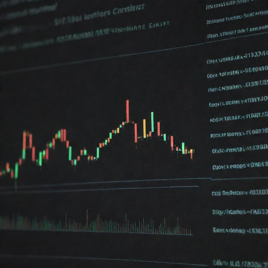 A detailed candlestick chart, featuring average calculations prominently displayed