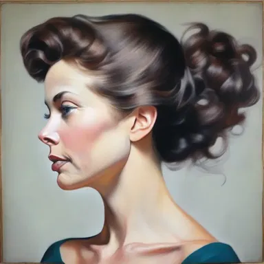 The artist painted a portrait of a woman with a beautiful queue of hair.