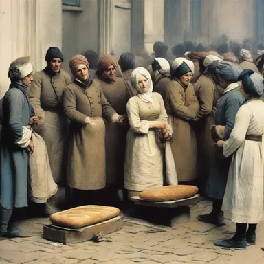 During the French Revolution, citizens would queue for hours in bread lines to secure their daily ration.