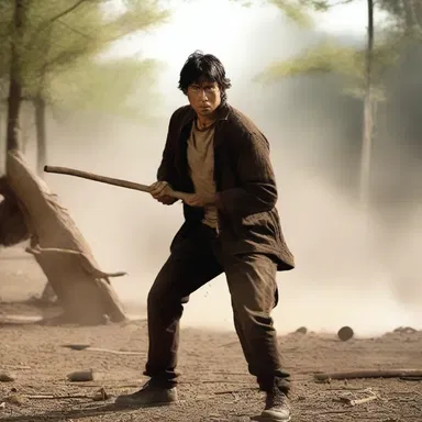 In the action movie, the protagonist wielded a throwing stick to take down his foes.