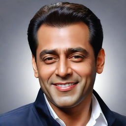 Generate a detailed and elegant portrait of Salman Khan, a well-known Bollywood actor, with a charismatic smile and stylish clothing.