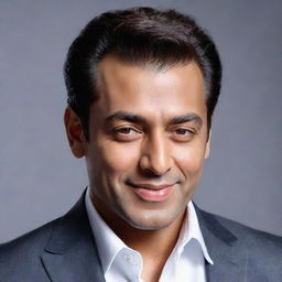 Generate a detailed and elegant portrait of Salman Khan, a well-known Bollywood actor, with a charismatic smile and stylish clothing.