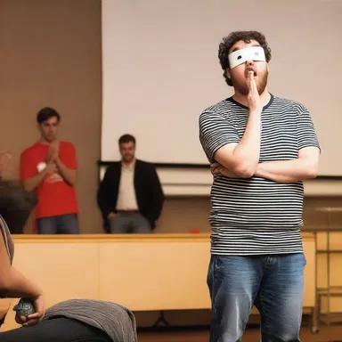 During the charades competition, the participant brilliantly mimed a famous movie scene, leaving the audience in awe.