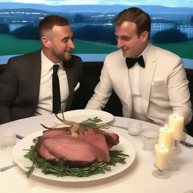 As a romantic gesture, he surprised his significant other with a candlelit dinner featuring a delicious saddle of lamb.
