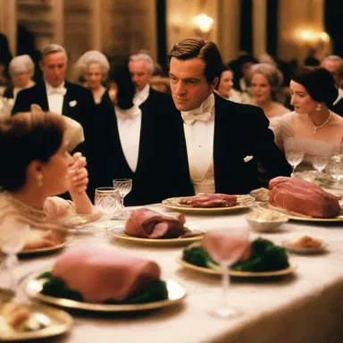 The film showcased a lavish banquet scene where the protagonist enjoyed a sumptuous saddle of lamb.