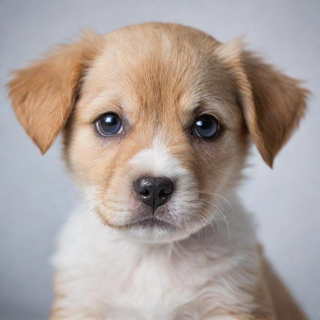 An adorable, highly detailed image of a puppy with sparkling eyes, soft fur, and playful features.