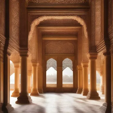 The grand entrance of the palace was adorned with intricate carvings and the soothing scent of athar lingering in the air.