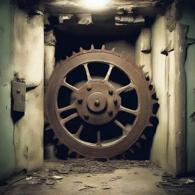 The main character stumbled upon a hidden room filled with toothed wheels, sending shivers down their spine.