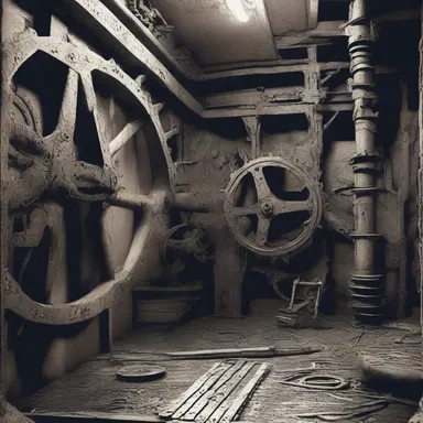 The main character stumbled upon a hidden room filled with toothed wheels, sending shivers down their spine.