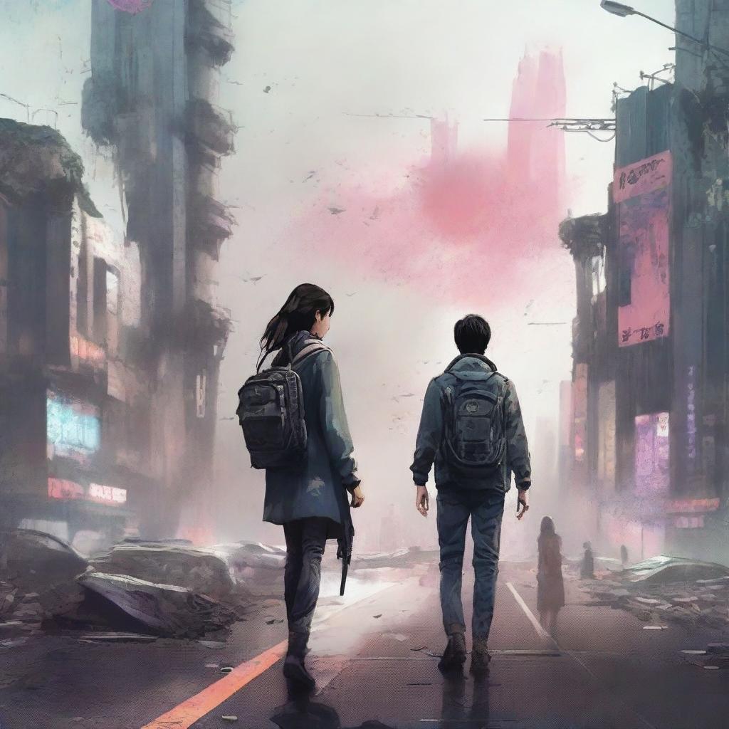 A romantic dystopian novel cover set in a futuristic South Korea