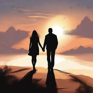 As the sun set, they walked hand in hand, gazing into each other's eyes, oblivious to the passing hour.
