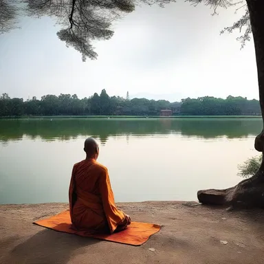 The monk meditated in silence for hours, seeking spiritual enlightenment.