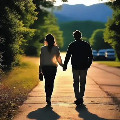 They went for a romantic evening walk, strolling hand in hand for hours.
