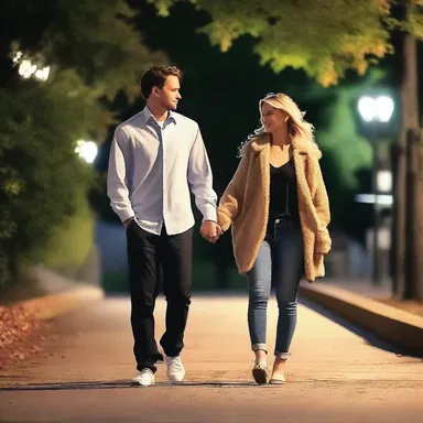 They went for a romantic evening walk, strolling hand in hand for hours.