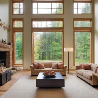 The large windows in the living room provide ample natural lighting during every hour of the day.