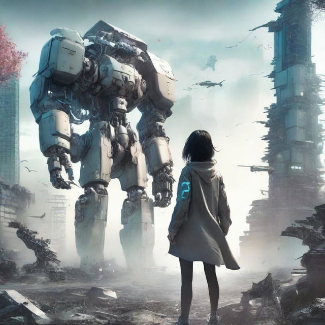 A romantic dystopian novel cover set in a futuristic South Korea