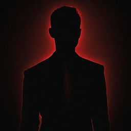 An image of a stylish man, depicted as a full black silhouette, accentuated by red neon lighting, against a stark black background.