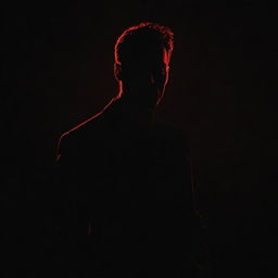 An image of a stylish man, depicted as a full black silhouette, accentuated by red neon lighting, against a stark black background.