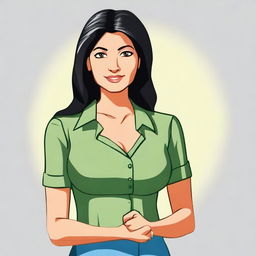 Create an image of an Indian teacher with black hair and bright skin