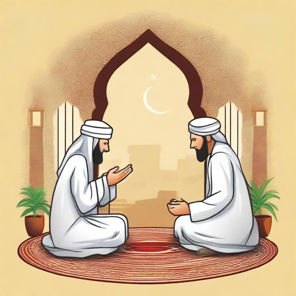 Create an image depicting the story of a prophet in the Islamic religion