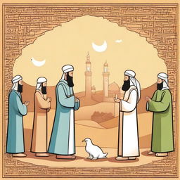 Create an image depicting the story of a prophet in the Islamic religion