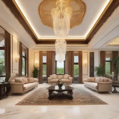 The luxurious mansion was designed with grandeur in mind, offering opulent spaces to satiate the desires of its wealthy occupants.
