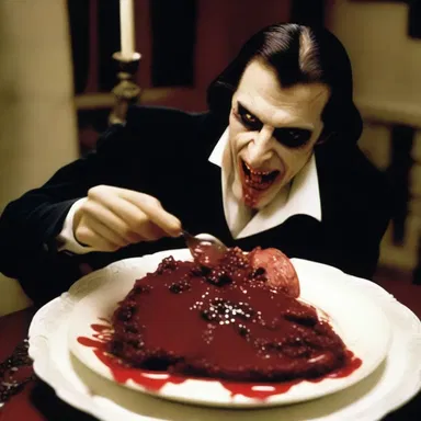 In the horror movie, the vampire satiated his bloodlust by feasting on innocent victims.