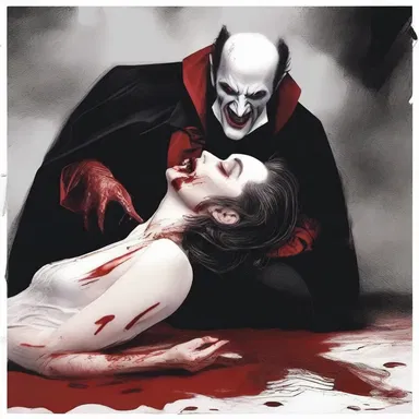 The vampire satiate his thirst by feasting on the blood of his victim.