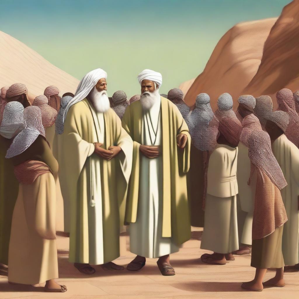 Create an image depicting the moment when Prophet Moses was sent to the Children of Israel