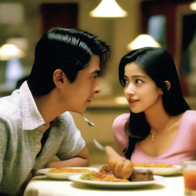 In the movie, the main character's voraciousness for food brought them close to the love interest as they shared meals together.