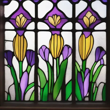 The architect incorporated wild crocus motifs into the stained glass windows of the church.