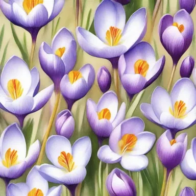 The artist captured the delicate beauty of wild crocus flowers in a watercolor painting.