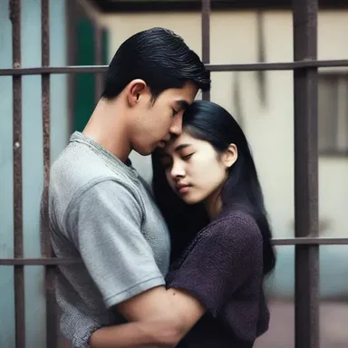 Despite being imprisoned in the chokey, the young couple's love endured and they found solace in each other's embrace.