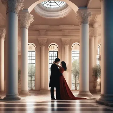 The novel describes a romantic scene taking place in the atrium dextrum of the protagonist's heart, symbolizing their deep love for each other.