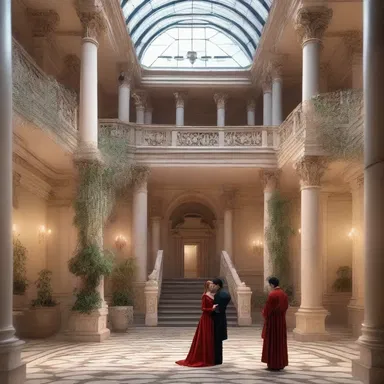 The novel describes a romantic scene taking place in the atrium dextrum of the protagonist's heart, symbolizing their deep love for each other.