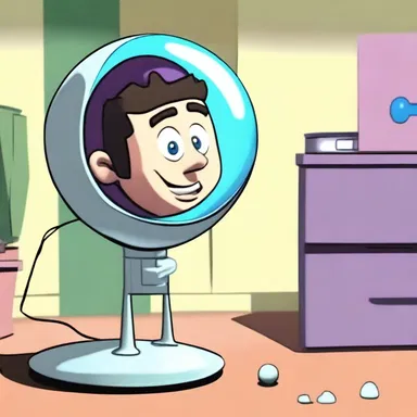 In the animated show, the character maneuvered through a virtual world with a trackball.