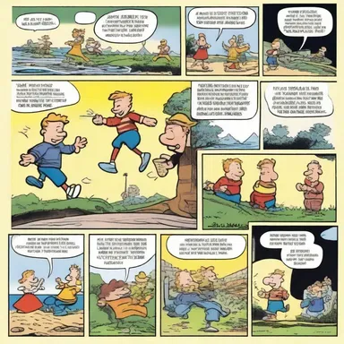 The comic strip featured lively characters engaged in humorous and exciting adventures.