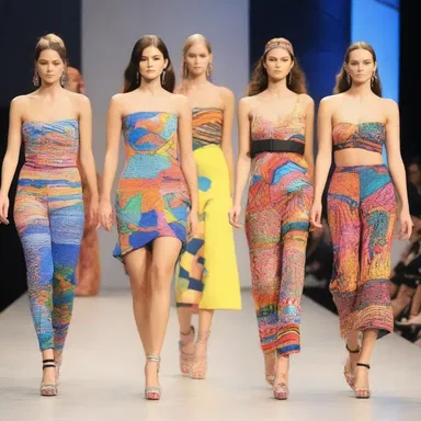 The fashion show showcased a collection of lively, colorful outfits that caught everyone's attention.