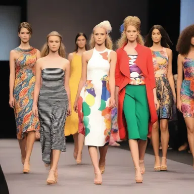 The fashion show showcased a collection of lively, colorful outfits that caught everyone's attention.