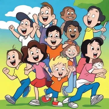 The characters in the cartoon were portrayed as lively and full of energy.