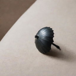 A close-up image of a prominent umbrella nail on a piece of furniture sofa