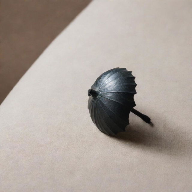 A close-up image of a prominent umbrella nail on a piece of furniture sofa