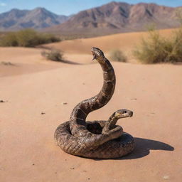 A dynamic duet of a scorpion and a snake, coexisting in a tense but balanced desert environment, capturing their unique textures and colors.