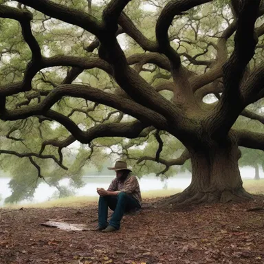 In the film, the protagonist takes shelter under a blackjack oak tree during a storm.