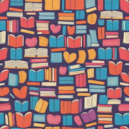 An image symbolising a collection of brightly coloured books that inspire study and creativity, featured with cartoon-style interpretations of love and various emotions.