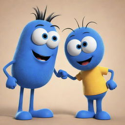 Two cartoon characters named Blue Bob and Kevin, seen engaging in a friendly interaction